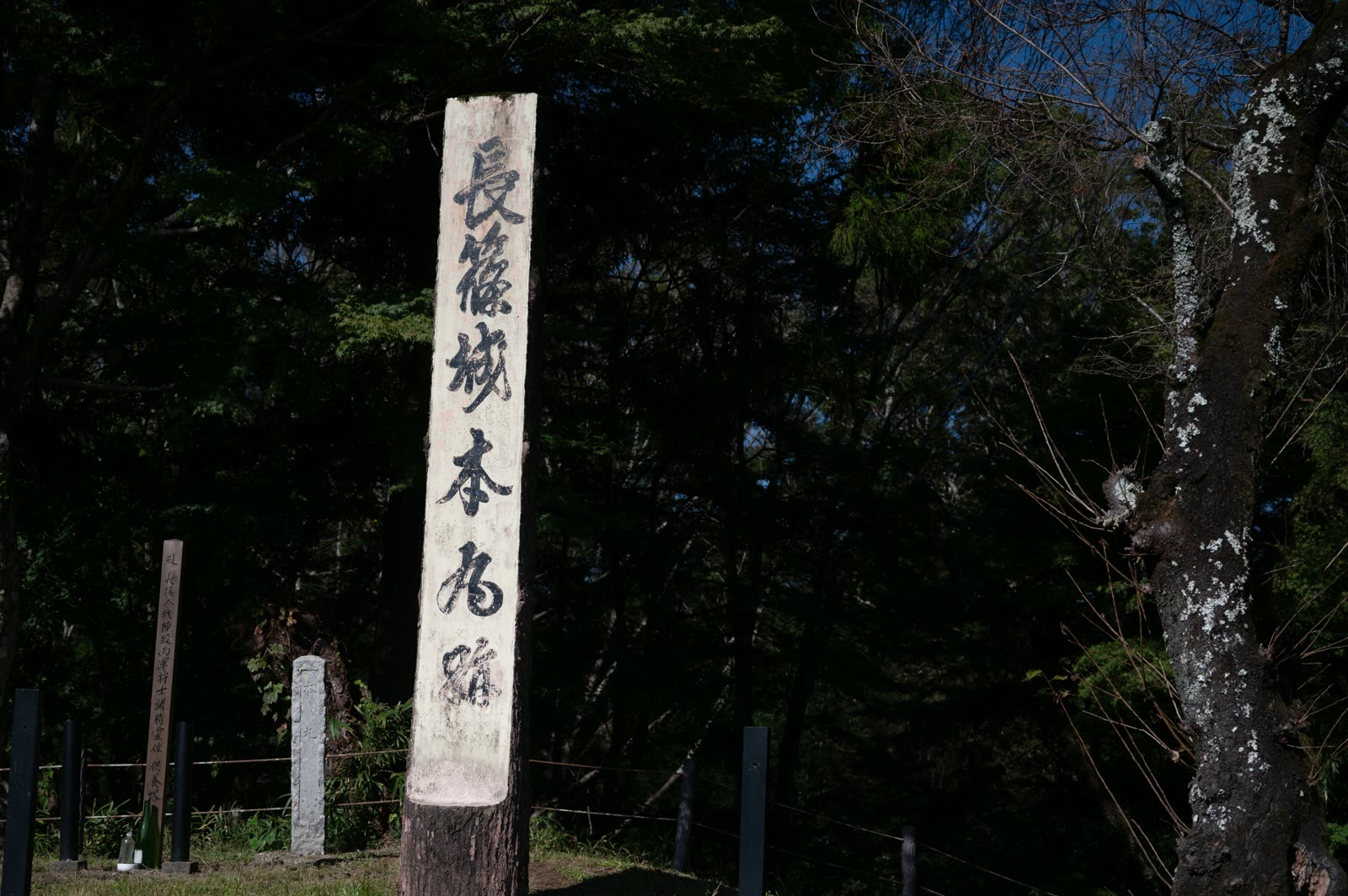 長篠城址の「長篠城本丸跡」の標柱